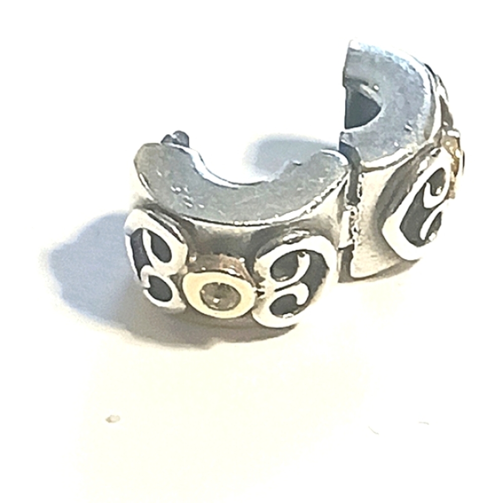 Pandora Retired Hearts and Peridot Sterling Silver two tone Clip